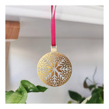 Gold plated snow flake ball ornament